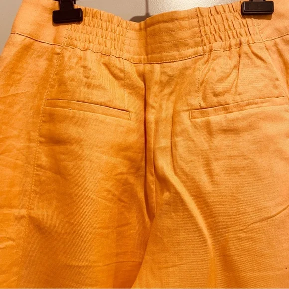 Country Road Women’s Pants Size 12 Orange Linen With Pockets Wide Leg - Picture 6 of 7